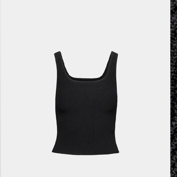 Babaton Black Ribbed Tank Top - Picture 1 of 7